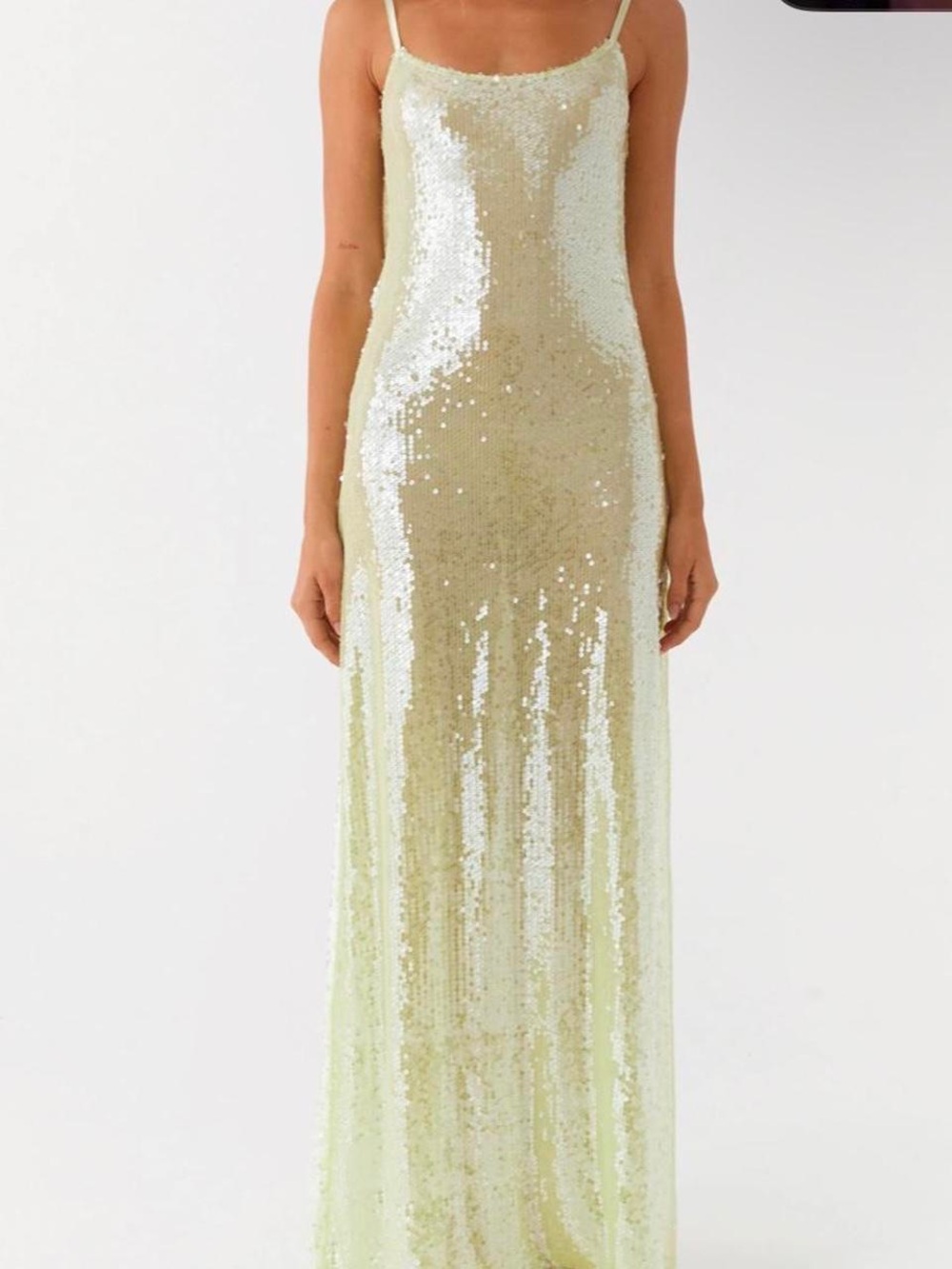 Peppermayo Lime Green Sequin Slip Maxi Dress